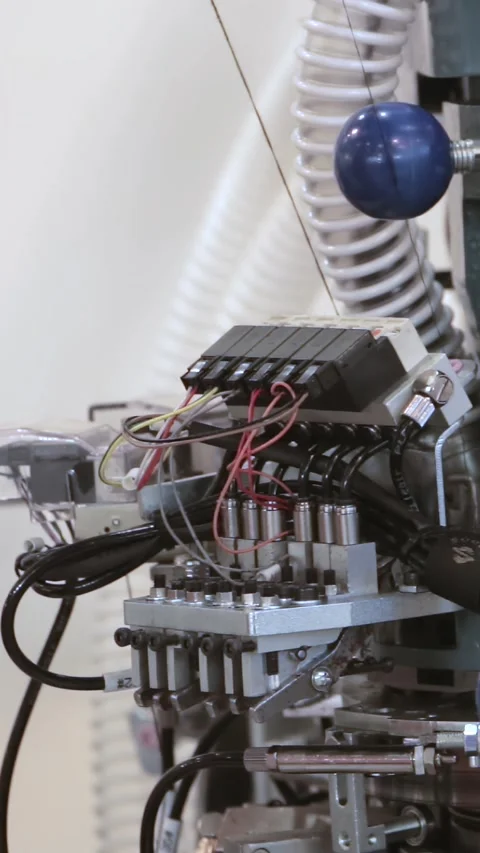Computerized Loom Crafts Vibrant Socks a Symphony of Industrial Design Stock Footage 341060973