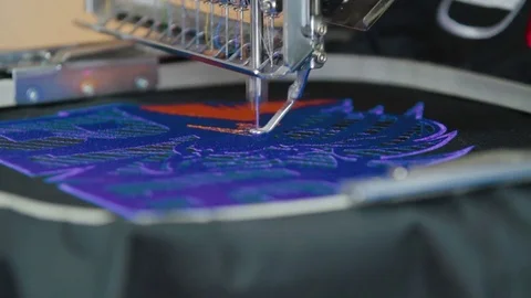 Computerized machine embroidery Industrial Sewing Video stock 73895538