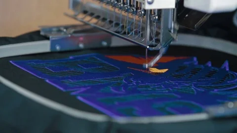 Computerized machine embroidery Industrial Sewing Video stock 73895720