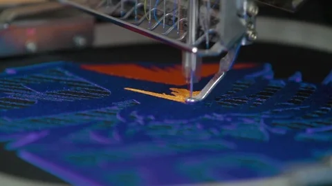 Computerized machine embroidery Industrial Sewing Stock Footage 73896059