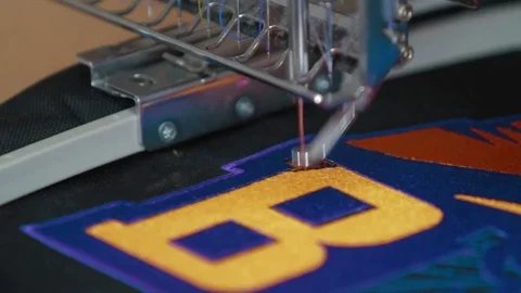 Computerized machine embroidery Industrial Sewing Stock Footage 73896647