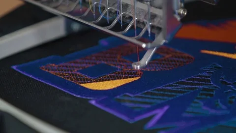 Computerized machine embroidery Industrial Sewing Video stock 73896812