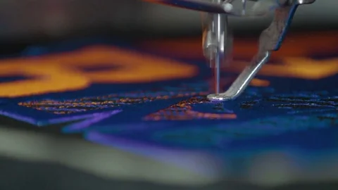 Computerized machine embroidery Industrial Sewing Video stock 73896902