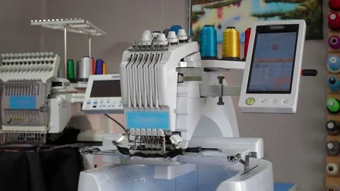 Computerized machine embroidery Industrial Sewing Video stock 73897065