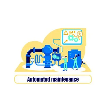 Computerized machinery flat concept vector illustration 库存插图