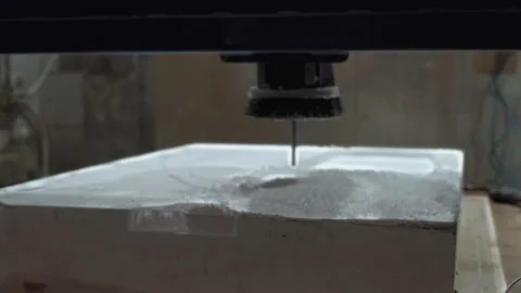 Computerized Milling Machine Moves Drill to Other Position for Subsequent Stock Footage 159008796