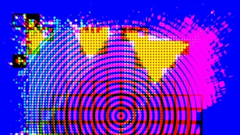 Computerized motion art of colorful, vivid and choppy video effects as Video stock 132497807