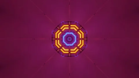 Computerized motion graphics of bright colorful, illuminated shapes and Video stock 126518141