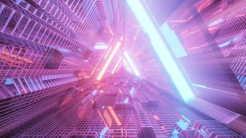 Computerized motion graphics of immersing into futuristic holy red Stock Footage 130108027