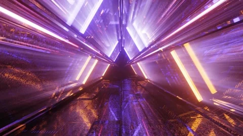 Computerized motion graphics of moving into highly reflective colorful Stock Footage 136219887