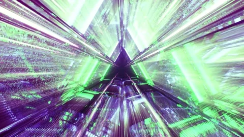 Computerized motion graphics of moving into highly reflective green Video stock 136219993