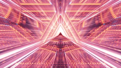 Computerized motion graphics of moving through triangular colorful space Video stock 136220010