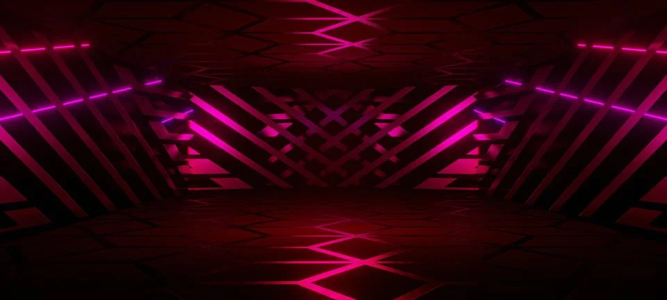 Computerized Pedestal Platform Tunnel Space Ultra Modern Glow Lighting with D Stock Illustration