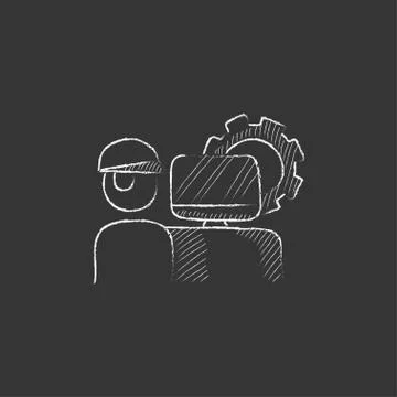 Computerized production. Drawn in chalk icon イラスト素材
