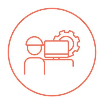 Computerized production line icon 库存插图