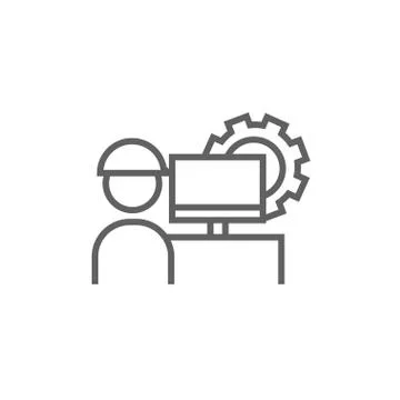 Computerized production line icon Stock Illustration