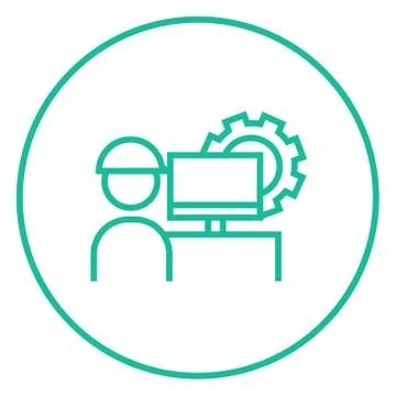 Computerized production line icon 库存插图