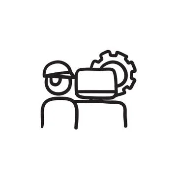 Computerized production sketch icon 库存插图