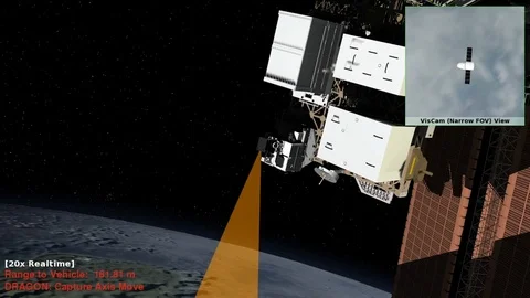 Computerized Raven satellite orbiting through globe in space - 2017 Video stock 112263657