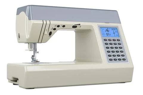 Computerized Sewing Machine. Electronic sewing machine, 3D rendering 库存插图