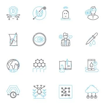 Computerized systems linear icons set. Automation, Artificial intelligence 스톡 일러스트