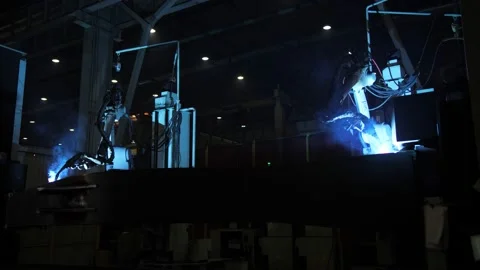 A computerized welding machine is working at the factory Stock Footage 163297183