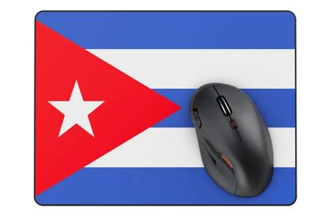 Computermaus und Mauspad mit kubanischer Flagge, 3D-Rendering Computer mou... Stock Photos