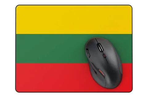 Computermaus und Mauspad mit litauischer Flagge, 3D-Rendering Computer mou... Stock Photos