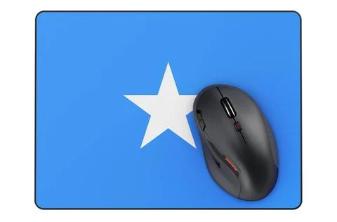 Computermaus und Mauspad mit somalischer Flagge, 3D-Rendering Computer mou... Stock Photos