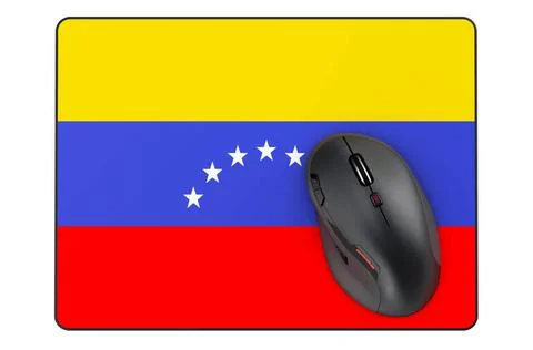 Computermaus und Mauspad mit venezolanischer Flagge, 3D-Rendering Computer... Stock Photos