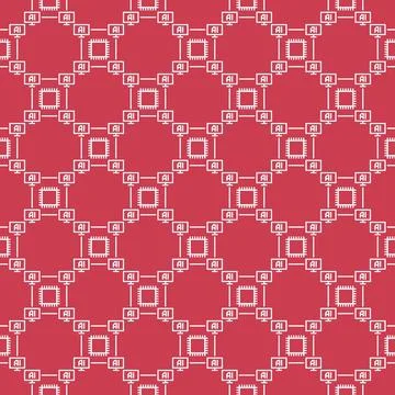 Computers with AI Chip vector Artificial Intelligence Technology outline re.. Illustrazione stock