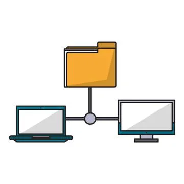 Computers and documents folder Illustrazione stock