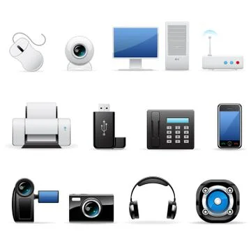 Computers and electronics icons Stock Illustration