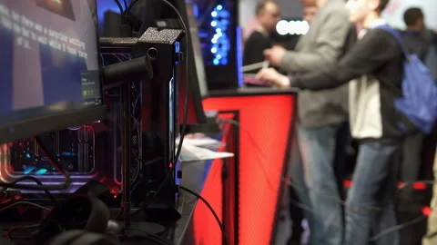 Computers and new technologies at the exhibition Stock Footage 107267631