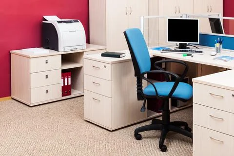 Computers and printer in a office Stock Photos