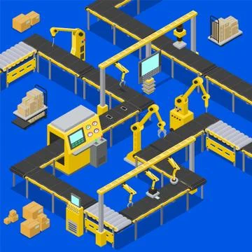 Computers and Production, Vector Illustration Illustrazione stock