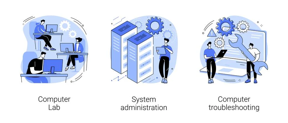 Computers and software abstract concept vector illustrations. Stock Illustration