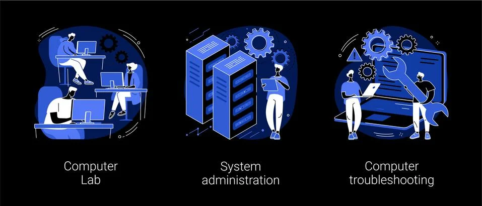 Computers and software abstract concept vector illustrations. Stock Illustration