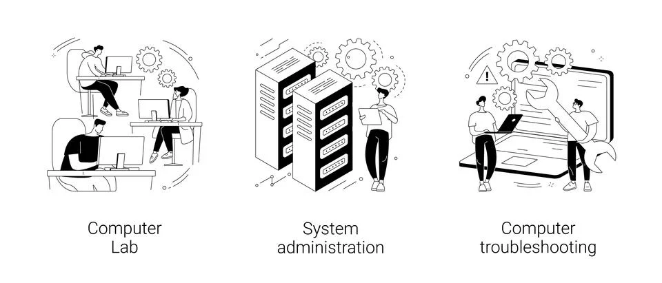 Computers and software abstract concept vector illustrations. Stock Illustration