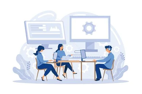 Computers and software Computer lab, system administration, troubleshooting.. Stock Illustration