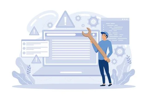 Computers and software Computer lab, system administration, troubleshooting.. Stock Illustration