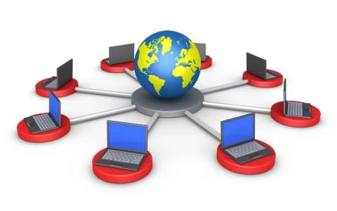 Computers are connected to the world Stock Illustration