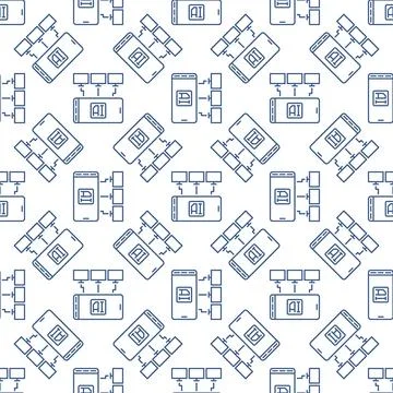 Computers with Artificial Intelligence Smartphone vector AI Technology outl.. Illustrazione stock