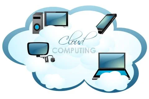 Computers on cloud Stock Illustration