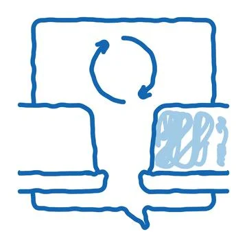 Computers connection doodle icon hand drawn illustration Stockillustratie