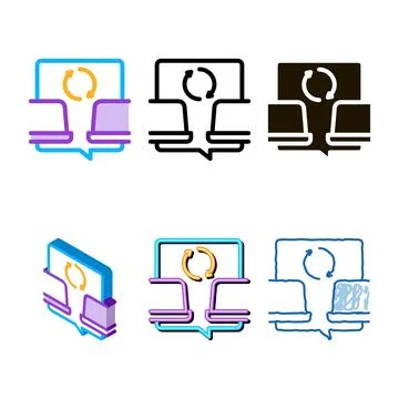 Computers connection looks icon vector outline 库存插图