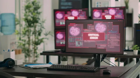Computers displaying critical error message flashing on screen Video stock 222022761