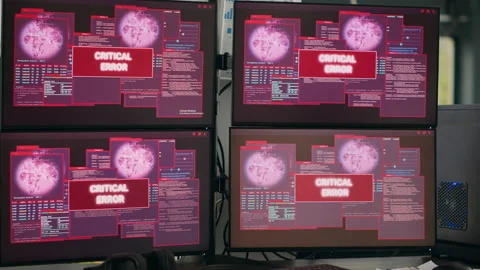 Computers displaying critical error message flashing on screen Video stock 231449669