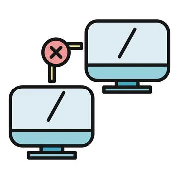 Computers failing network connection with an error signal Stock Illustration