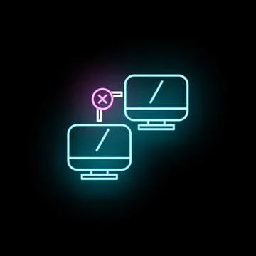 Computers failing network connection neon line icon Illustrazione stock